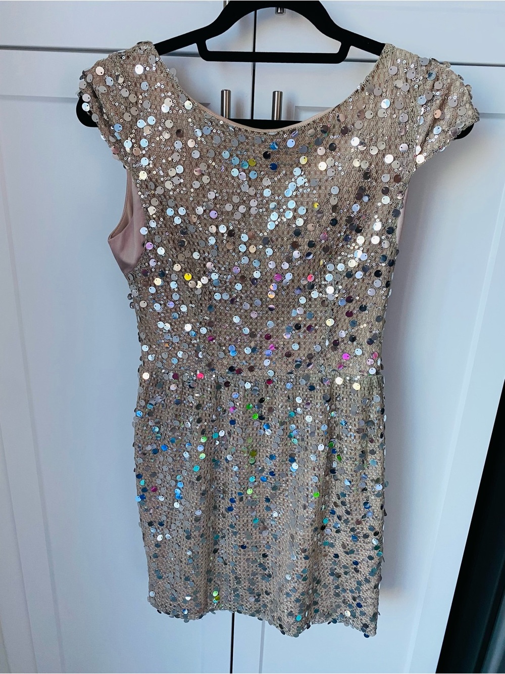 Jodi Christopher juniors sequin nude blush dress size 7